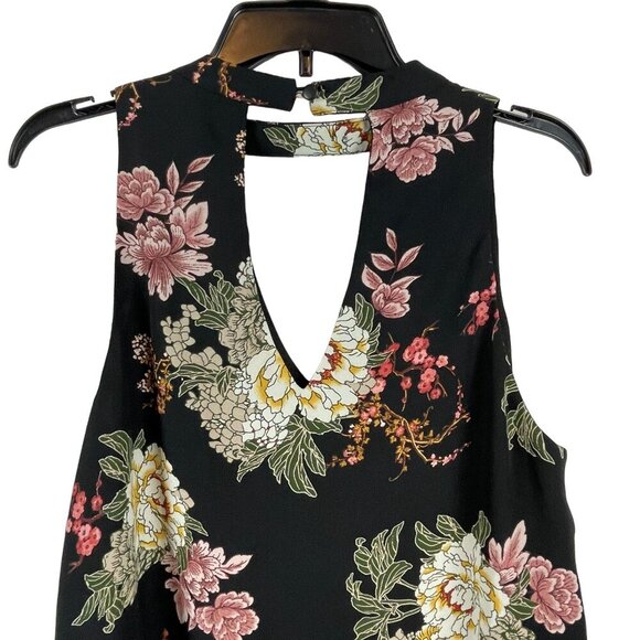 Nine Britton Women Black Floral Sleeveless Keyhole Blouse Size L - Picture 7 of 7